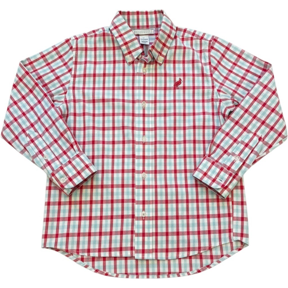 The Beaufort Bonnet Company Shirt Kids 5 Pink Blue Gingham Button Down Stork